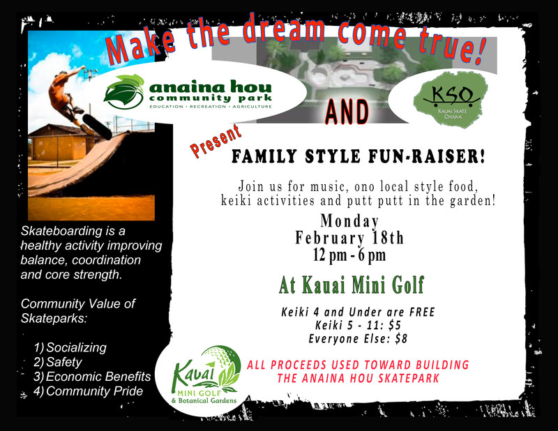 flyersup skatepark mini golf fundraiser at anaina hou community mini golf funderaiser flyer